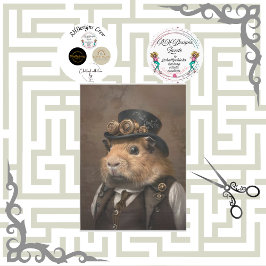 Papel De Seda Decoupage de Porquinho-da-Índia Vitoriano Vintage