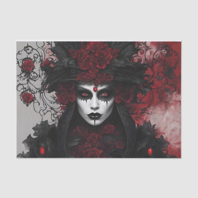 Papel De Seda Decoupage de Rainha Gótica de Halloween  (Frente )
