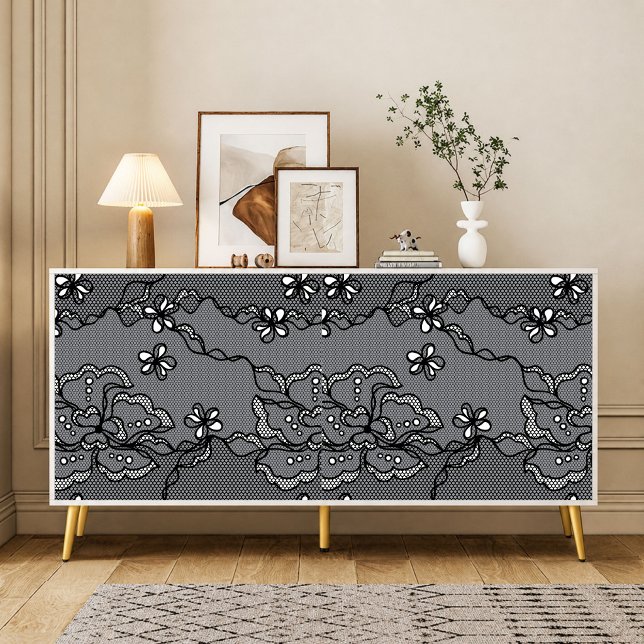 Papel de seda decoupage de renda preta vintage (Criador carregado)