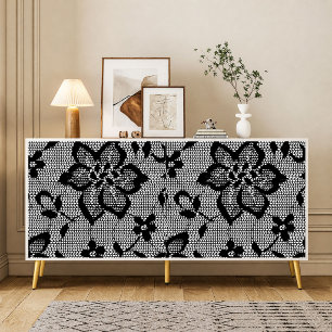 Papel de seda decoupage de renda preta vintage