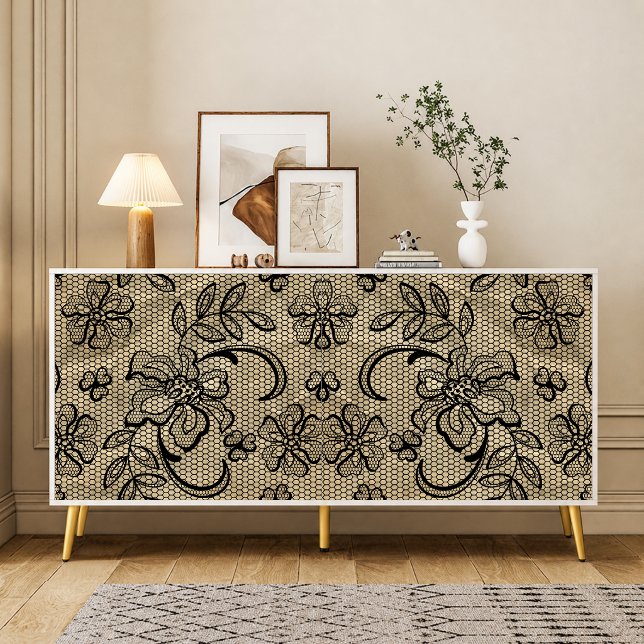 Papel de seda decoupage de renda preta vintage (Criador carregado)