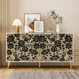 Papel de seda decoupage de renda preta vintage