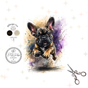 Papel De Seda Decoupage de respingos de aquarela Bulldog francês