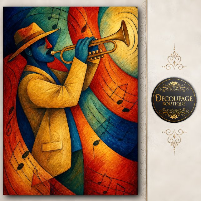 Papel De Seda Decoupage de Ritmo de Trompete de Jazz (Jazz Trumpet Rhythm Decoupage Tissue Paper)