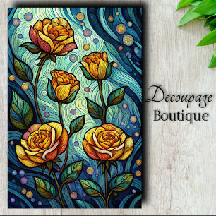 Papel De Seda Decoupage de Rosa de Vidro Colorido