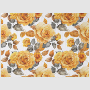 Papel De Seda Decoupage de Rosa Floral Amarela Vintage