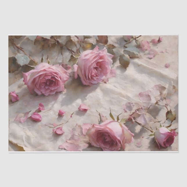 Papel De Seda Decoupage de Rosas Pink Elegantes (Frente )