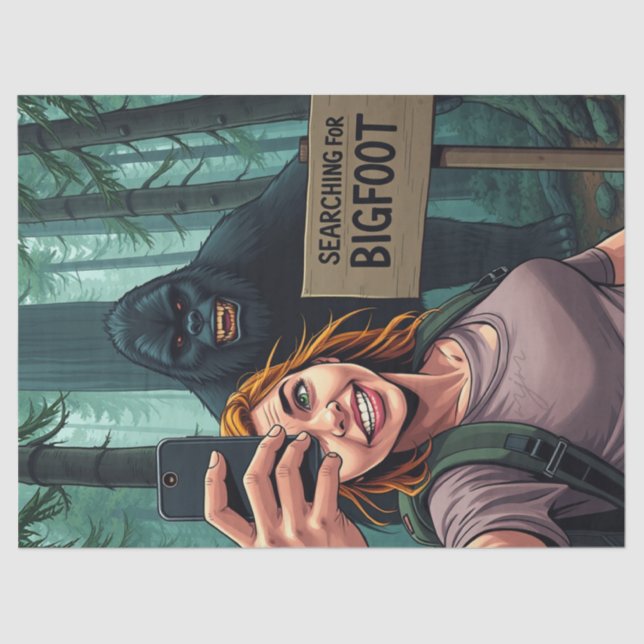 Papel De Seda Decoupage de Selfie de Sasquatch de Pé Grande (Frente )