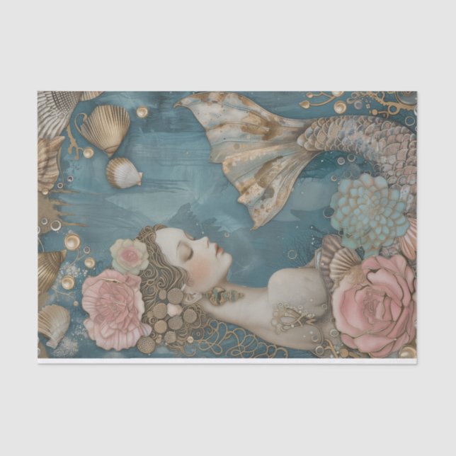 Papel De Seda Decoupage de Sereia Chic bonito (Frente )