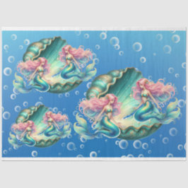 Papel De Seda Decoupage de Sereias de Aquarela Pastel Elegante