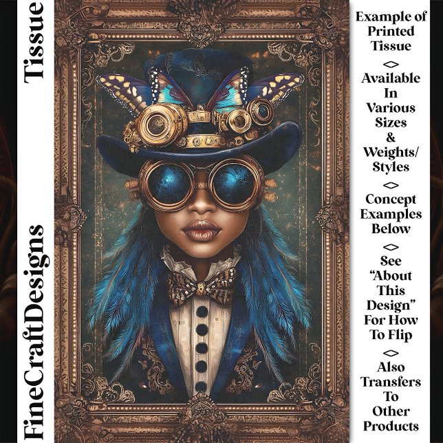 Papel De Seda Decoupage de Steampunk African American Woman CM7 (Criador carregado)