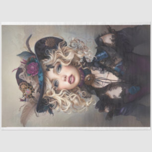 Papel De Seda Decoupage de Steampunk Blonde Lady Cogsworth