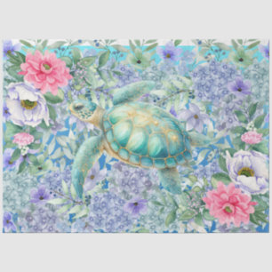 Papel De Seda Decoupage de Tartaruga Marinha de Pastel Elegante