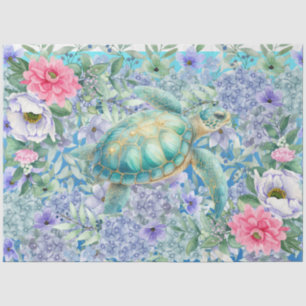 Papel De Seda Decoupage de Tartaruga Marinha de Pastel Elegante