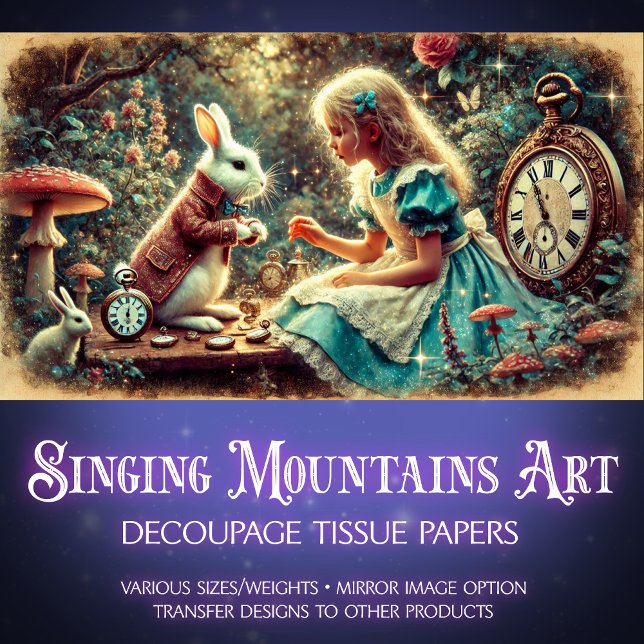 Papel De Seda Decoupage de Tesouros do Timeteria Alice Wonderlan (Criador carregado)
