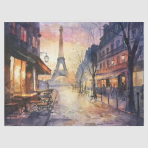 Papel De Seda Decoupage de Torre Eiffel Vintage Watercolor
