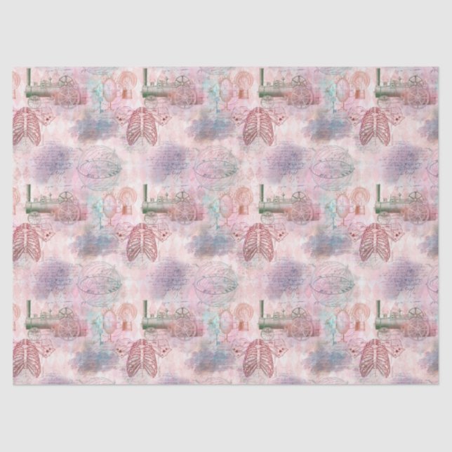 Papel De Seda Decoupage de Trem e Costelas Steampunk (Frente )