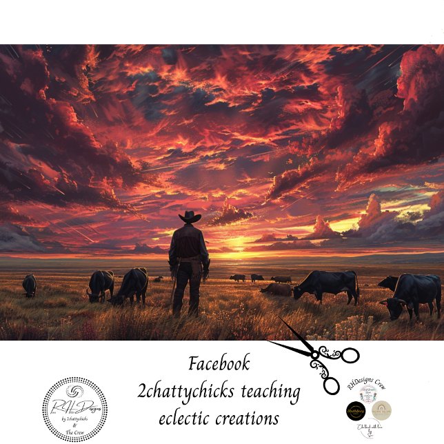 Papel De Seda Decoupage de Trilhos do Cowboy Ocidental (Criador carregado)