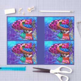 Papel De Seda Decoupage de Trio Funky de Peixes Whimssos