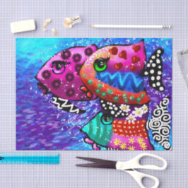 Papel De Seda Decoupage de Trio Funky de Peixes Whimssos