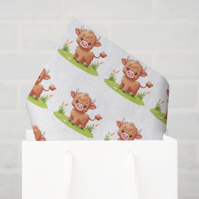 Papel De Seda Decoupage de Vaca das Terras Altas (Sacola de presentes)