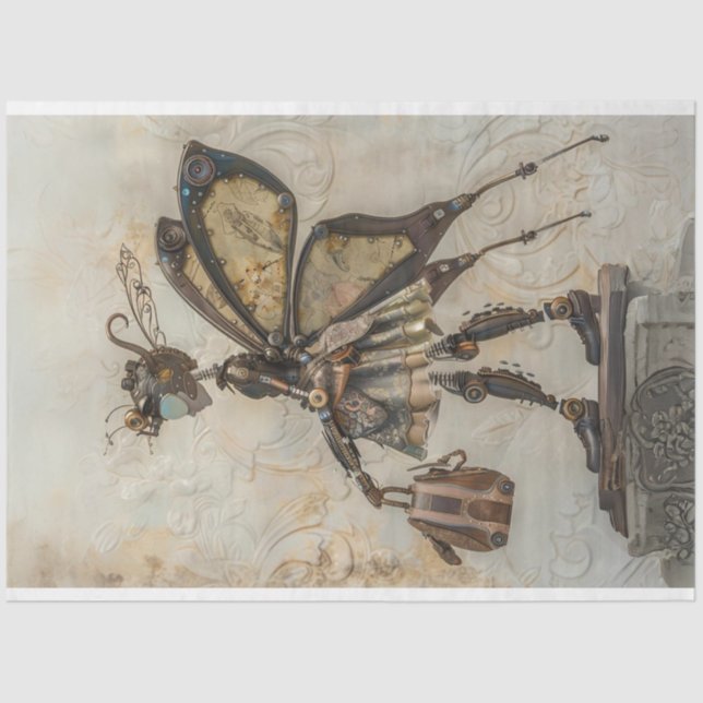 Papel De Seda Decoupage de Viagem de Fadas Pequenas Steampunk (Frente )