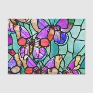Papel De Seda Decoupage de Vidro Arrependido com Borboleta Azul