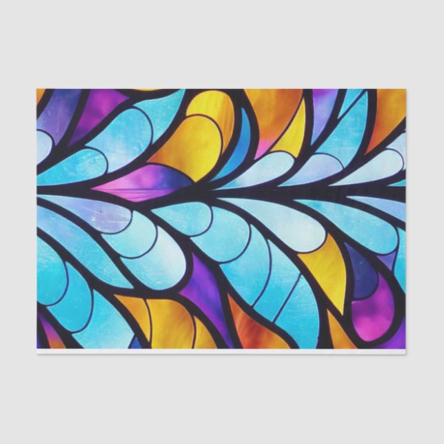 Papel De Seda Decoupage de Vidro Azul, Puro e Amarelo (Frente )