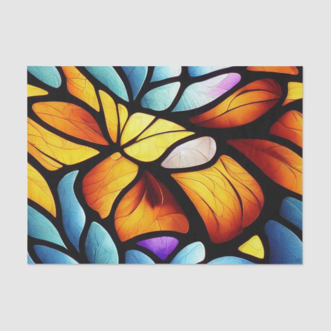 Papel De Seda Decoupage de Vidro Contido com Padrão Folha (Frente )