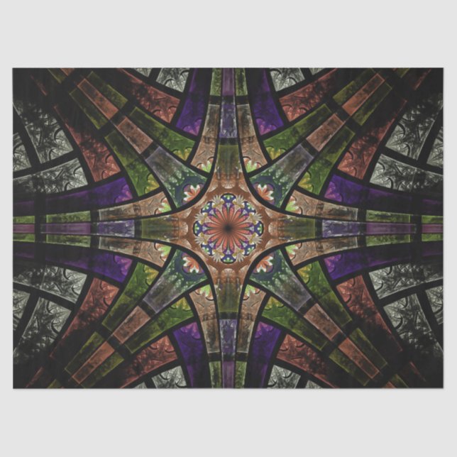 Papel De Seda Decoupage de Vidro Fractal Manchado Abstrato 23 (Frente )