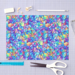 Papel De Seda Decoupage de Vidro Marinho Multicolorido Iridescen