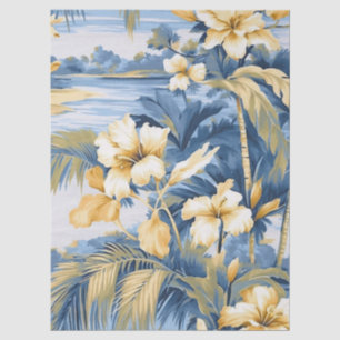 Papel De Seda Decoupage de Vista do Oceano Pastel Azul