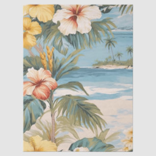 Papel De Seda Decoupage de Vista do Oceano Tropical Pastel