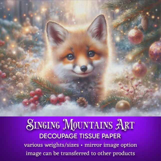 Papel De Seda Decoupage de Woodland de Fox de Bebê de inverno (Criador carregado)