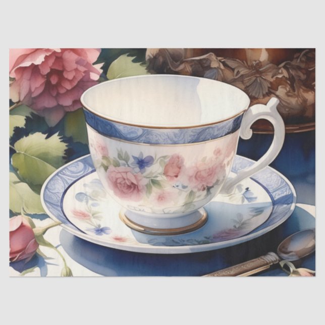 Papel De Seda Decoupage de Xícara e Pires Vitorianos (Frente )