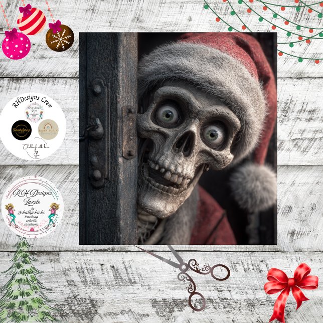 Papel De Seda Decoupage Dead Serious Santa Claus Skeleton Peek  (Criador carregado)