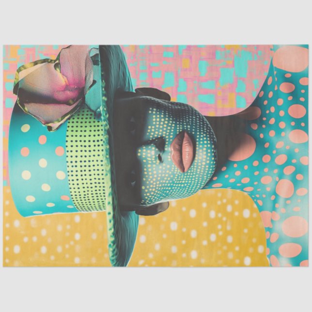 Papel De Seda Decoupage Deco Art Kaleidoscopic Teal Woman (Frente )