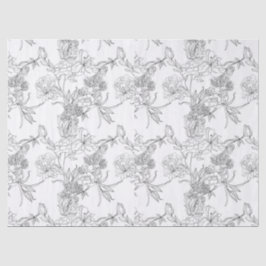 Papel de Seda Decoupage - Design Floral P/B