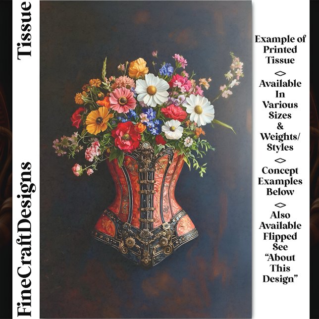 Papel De Seda Decoupage DF5L Vitoriana Steampunk Corset Flowers (Criador carregado)