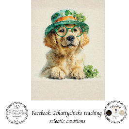 Papel De Seda Decoupage Dia de São Patrício Cachorro Golden Retr