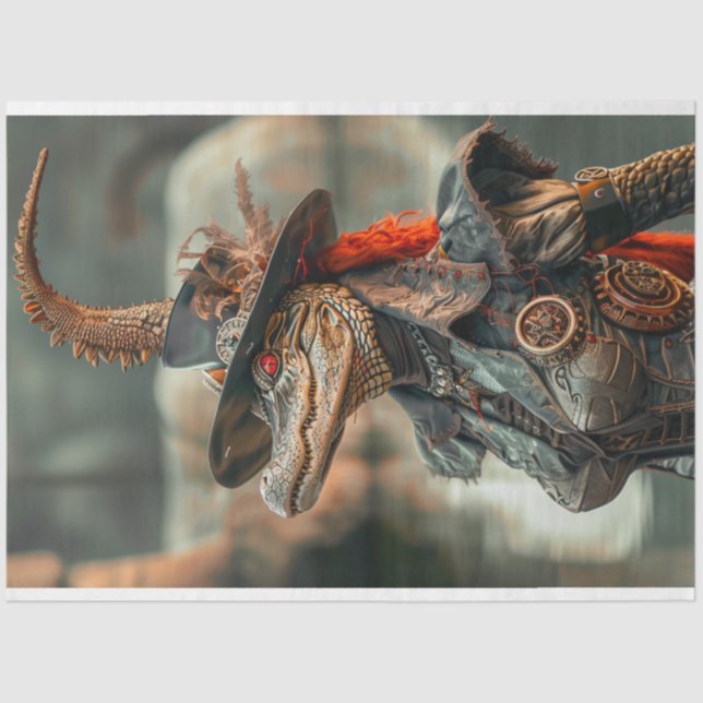 Papel De Seda Decoupage do Alligador de Ativação de Vírgula Stea (Frente )