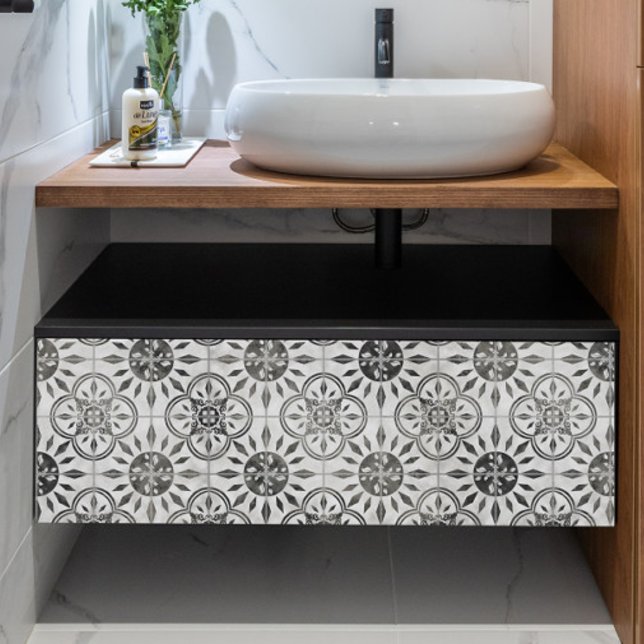 Papel De Seda Decoupage do Azulejo Russo Negro e Branco da Farmh (Criador carregado)