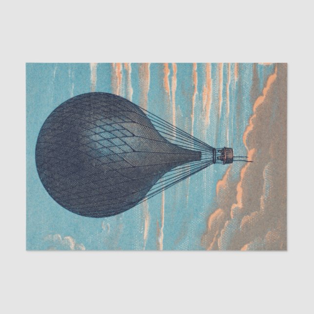 Papel De Seda Decoupage do Balão de Ar Quente Azul (Frente )