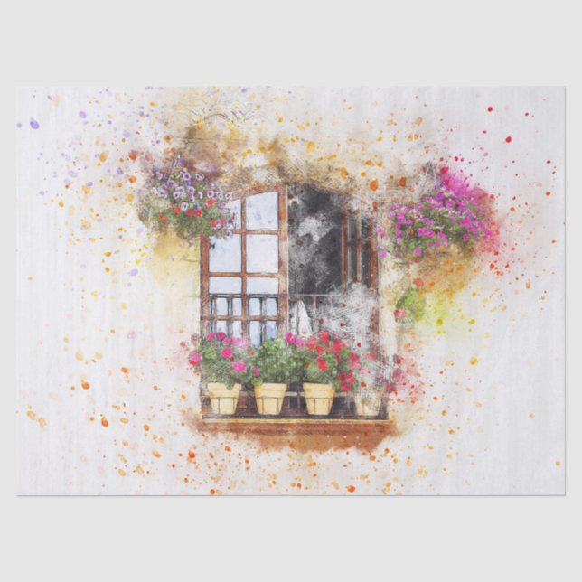 Papel De Seda Decoupage do Balcão Flutuado com Água (Frente )