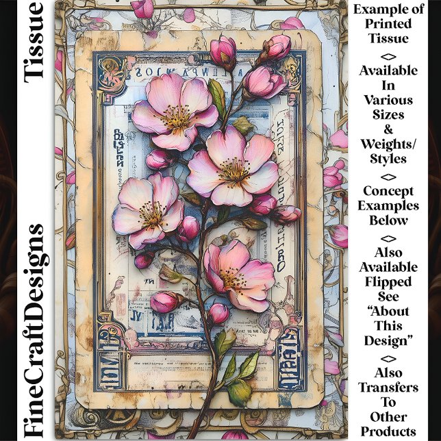 Papel De Seda Decoupage do Blossom D2L da Cherry do chique (Criador carregado)