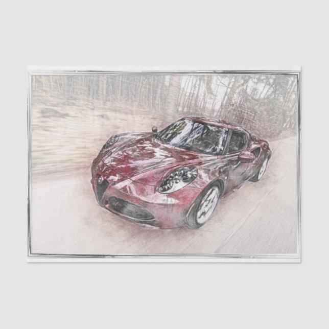 Papel De Seda Decoupage do Carro Clássico Alfa Romeo (Frente )