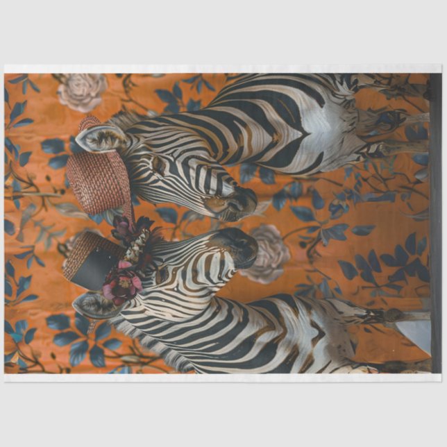 Papel De Seda Decoupage do Casal Zebra Vintage (Frente )