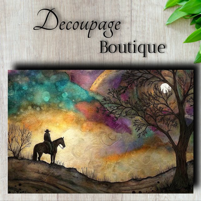 Papel De Seda Decoupage do Cavaleiro Ligado (Moonlit Rider Decoupage Tissue Paper)