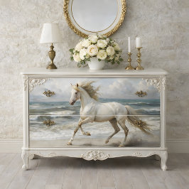 Papel De Seda Decoupage do Cavalo Branco da Praia