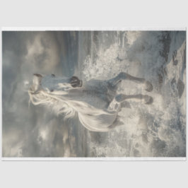 Papel De Seda Decoupage do Cavalo Branco Majestoso